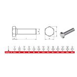 DIN 933 Hatlapfejű tövigmenetes csavar, A2, Rozsdamentes, M 10x20