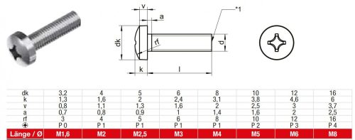 DIN 7985 Domború fejű kereszthornyos csavar, 4.8, Horganyzott, M 3x20