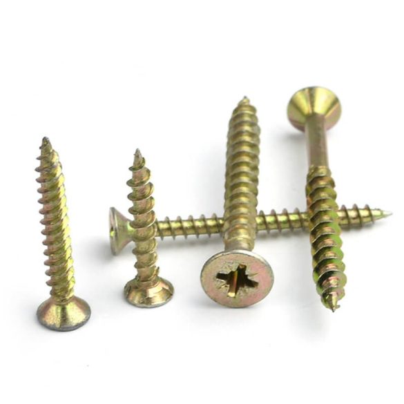 DIN 7505 Süllyesztettfejű, faforgácslap csavar, Acél, Sárga horganyzott, 4,5x40