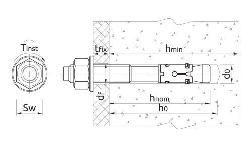RAWLPLUG alapcsavar ETA MINőSÍTETT, horganyzott M 20x160