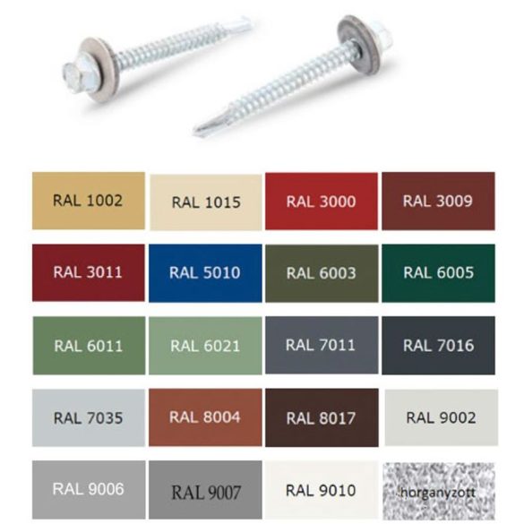 DIN 7504 Hatlapfejű önfúró lemezcsavar+gumis alátét, Acél, antracitszürke, 4,8x19 RAL7016
