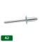 DIN 7337 nyitott Popszegecs, A2, Rozsdamentes, 3x8