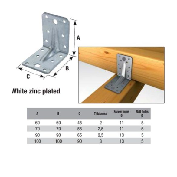 Sarokvas erősített, horganyzott 70x70x2,5x55