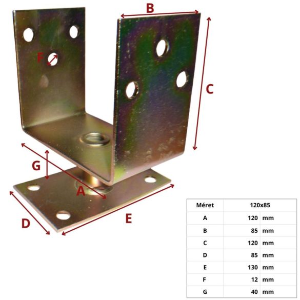 Talp lefúrható, fix 120x85