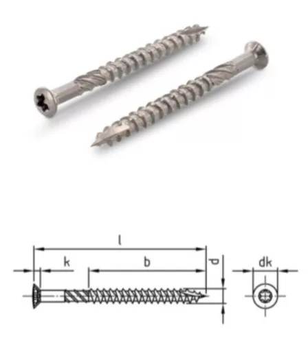 Teraszcsavar C1, rozsdamentes 5X80