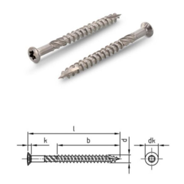 Teraszcsavar C1, rozsdamentes 5X70