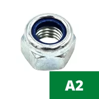 Rozsdamentes (A2) hatlapú műanyagbetétes önzáró anya (DIN 985)